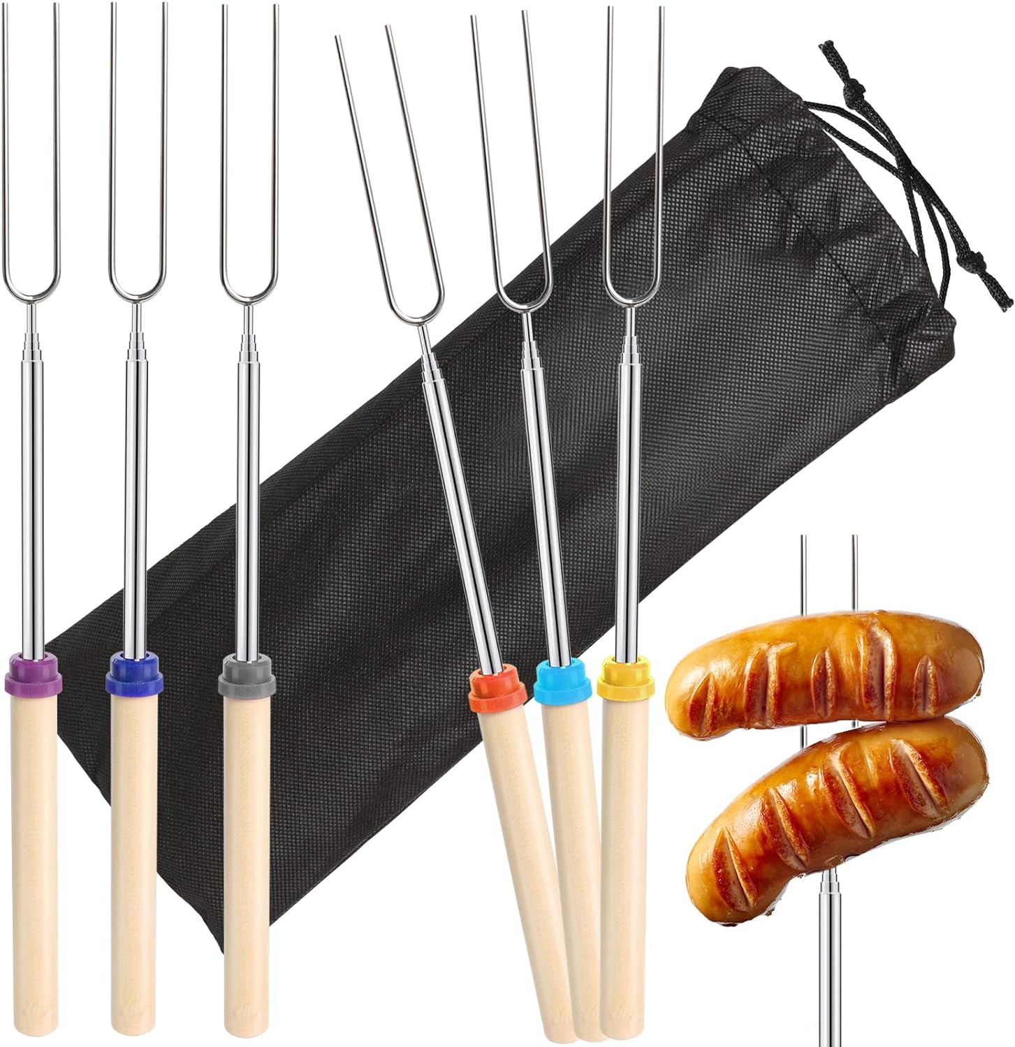 Corn Dog Stick - Tenedor de barbacoa telescópico de acero